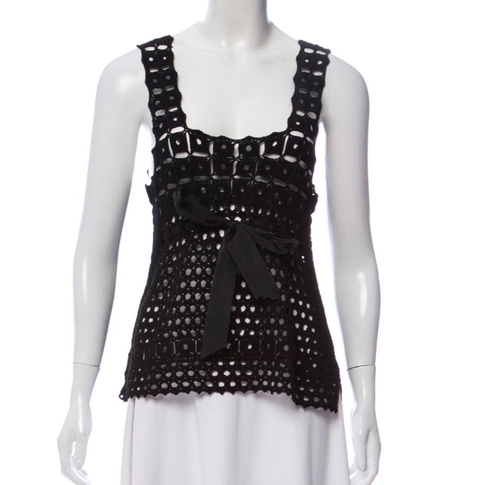 Robert Rodriguez crochet top with ribbon